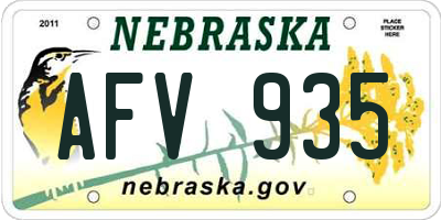 NE license plate AFV935