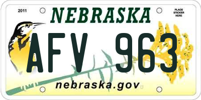 NE license plate AFV963