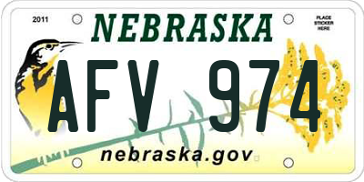NE license plate AFV974