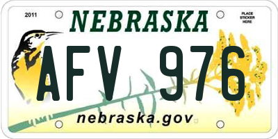 NE license plate AFV976