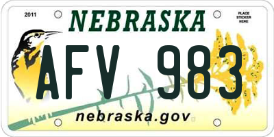 NE license plate AFV983