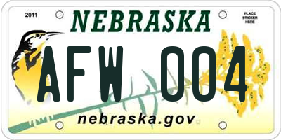 NE license plate AFW004