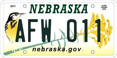 NE license plate AFW011