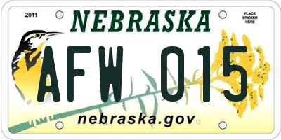 NE license plate AFW015