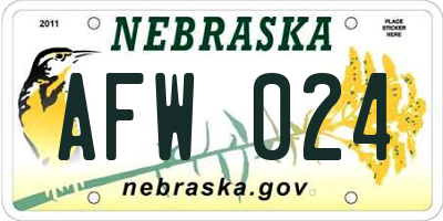 NE license plate AFW024