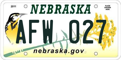 NE license plate AFW027