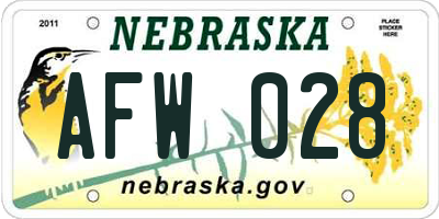 NE license plate AFW028