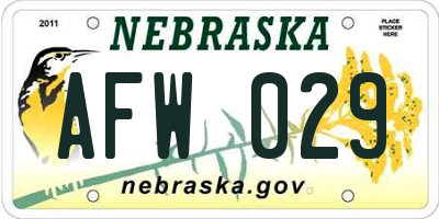NE license plate AFW029