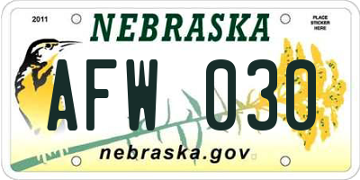 NE license plate AFW030