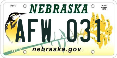 NE license plate AFW031