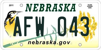 NE license plate AFW043
