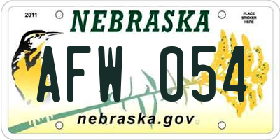 NE license plate AFW054