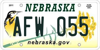 NE license plate AFW055