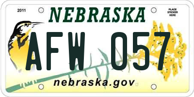 NE license plate AFW057