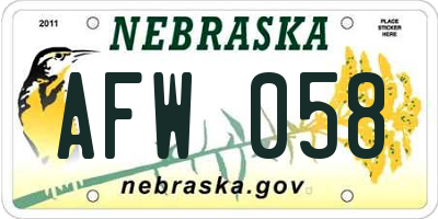 NE license plate AFW058