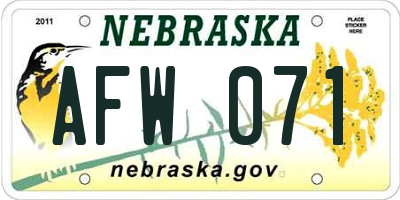 NE license plate AFW071
