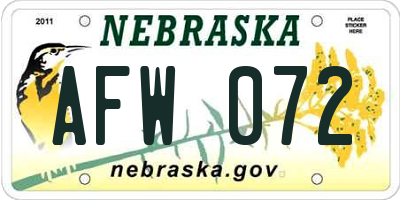 NE license plate AFW072