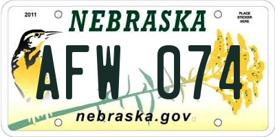 NE license plate AFW074