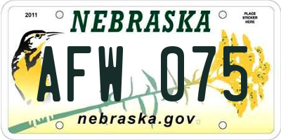 NE license plate AFW075
