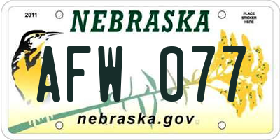 NE license plate AFW077