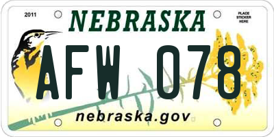 NE license plate AFW078