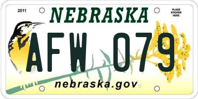 NE license plate AFW079