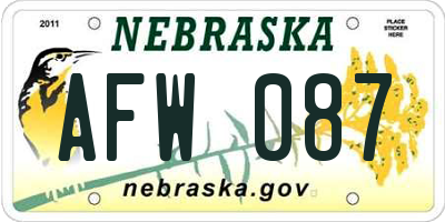 NE license plate AFW087