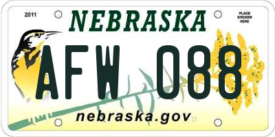 NE license plate AFW088