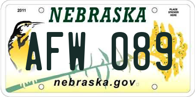 NE license plate AFW089