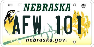 NE license plate AFW101