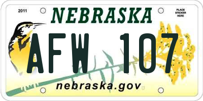 NE license plate AFW107