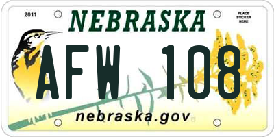 NE license plate AFW108