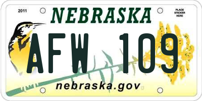 NE license plate AFW109
