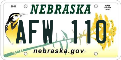 NE license plate AFW110