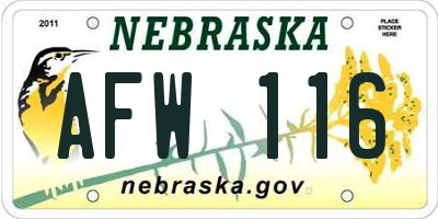 NE license plate AFW116