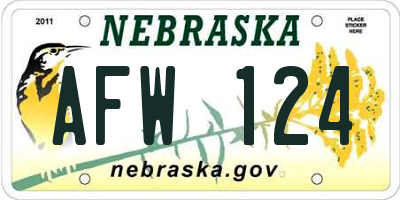 NE license plate AFW124