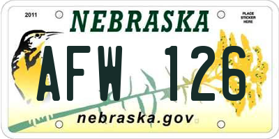 NE license plate AFW126