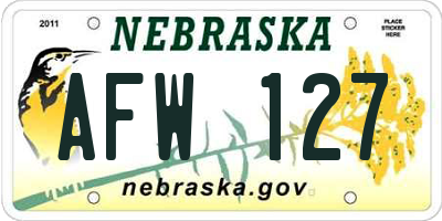 NE license plate AFW127