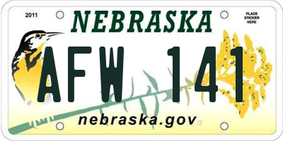 NE license plate AFW141