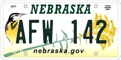 NE license plate AFW142