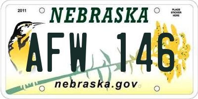 NE license plate AFW146
