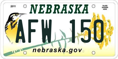 NE license plate AFW150