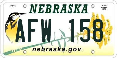 NE license plate AFW158