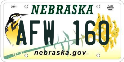 NE license plate AFW160