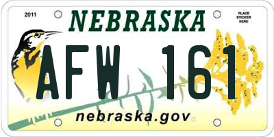 NE license plate AFW161