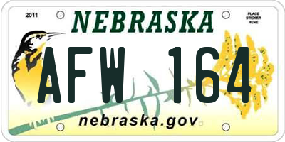 NE license plate AFW164