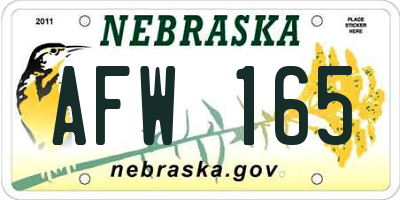 NE license plate AFW165
