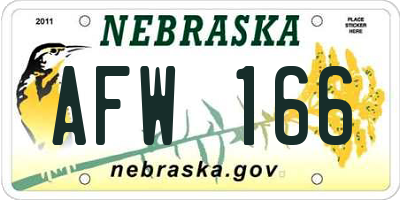 NE license plate AFW166