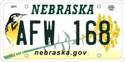 NE license plate AFW168
