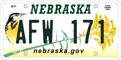 NE license plate AFW171